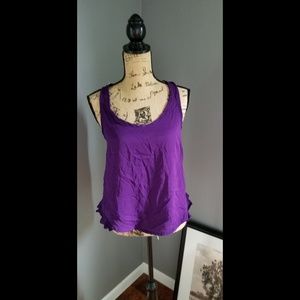 3/$25   T LA  deep purple tank with rufffle hem